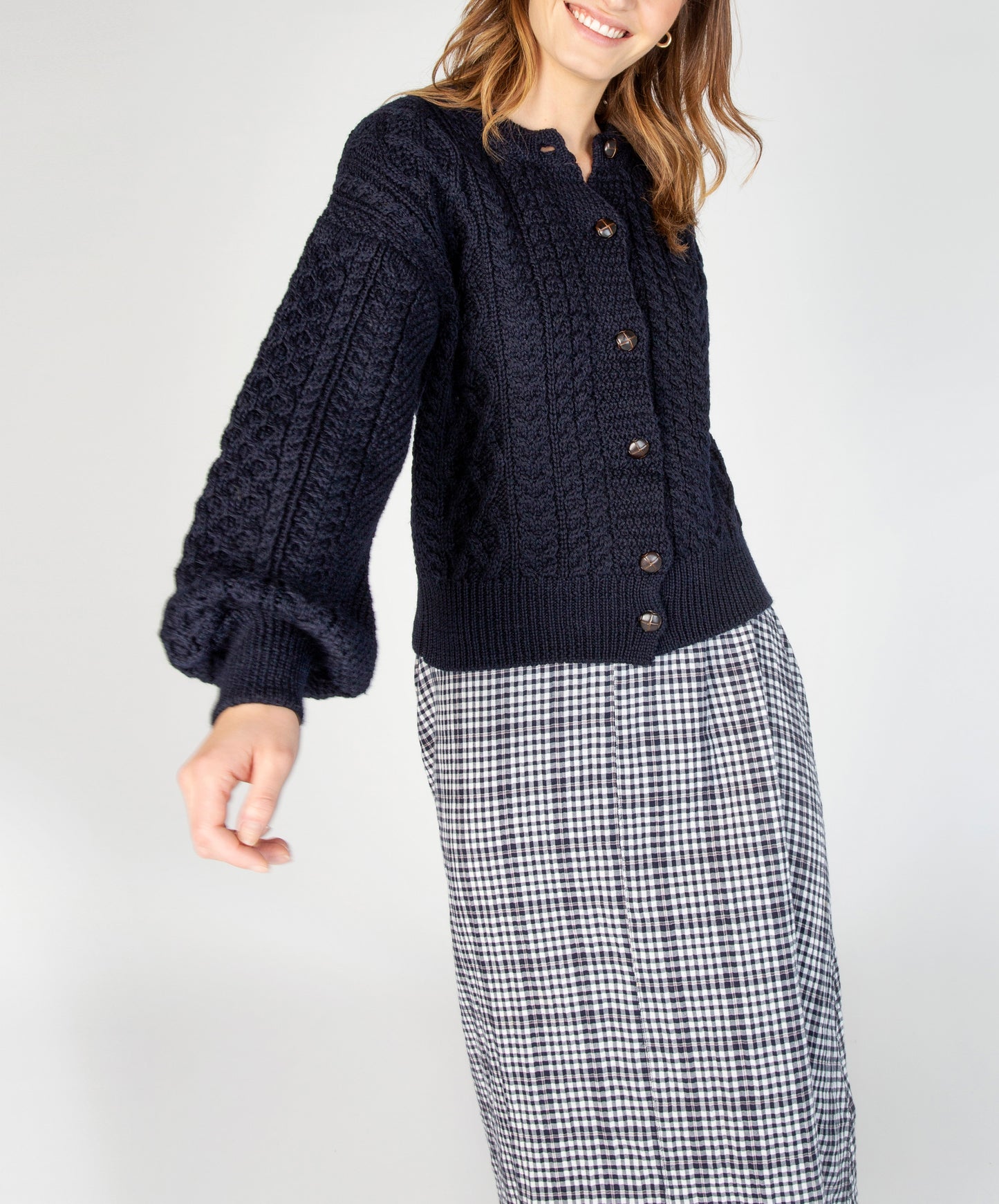Clover Cropped Cardigan - Navy