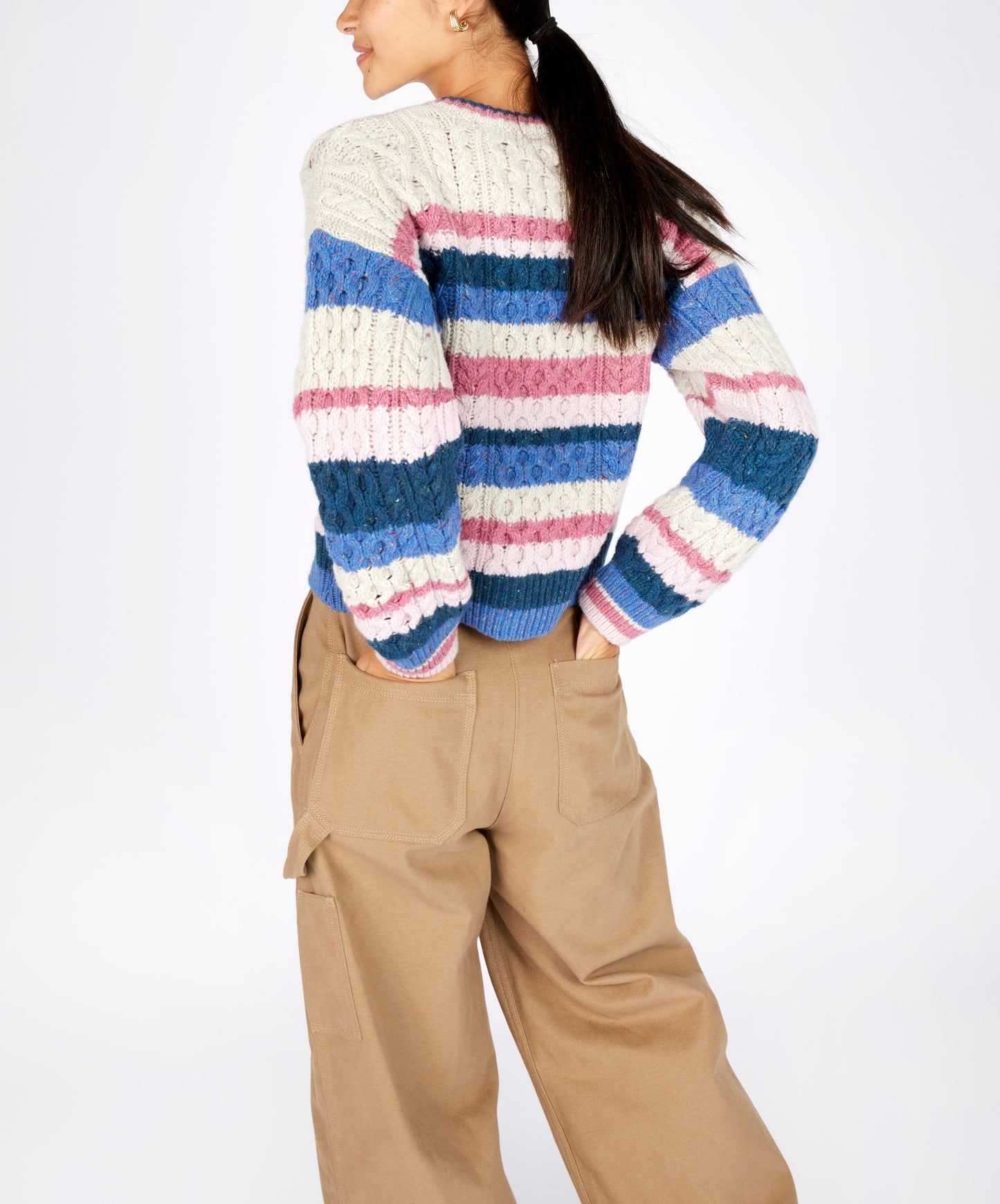 Maya Sweater - Pink Blue Stripe