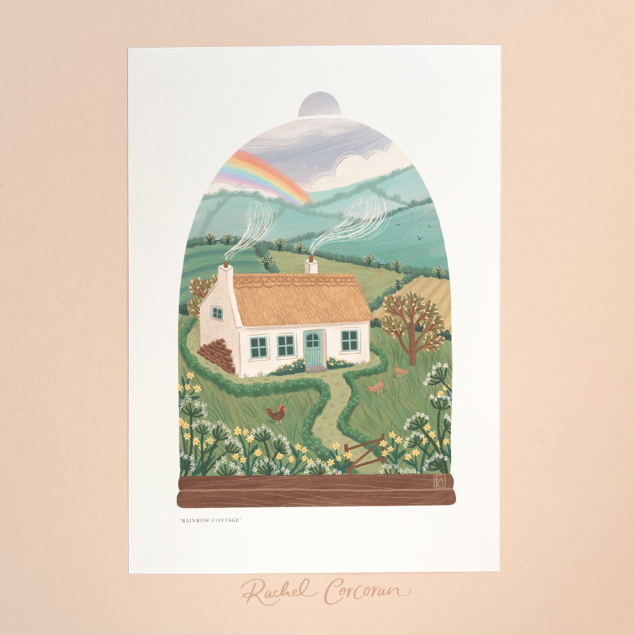 Rainbow Thatched Cottage Print