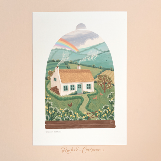 Rainbow Thatched Cottage Print