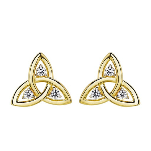 Trinity Knot Stud Earrings - Gold Vermeil & White Sapphire