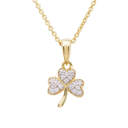 Shamrock Necklace - Gold Vermeil & CZ