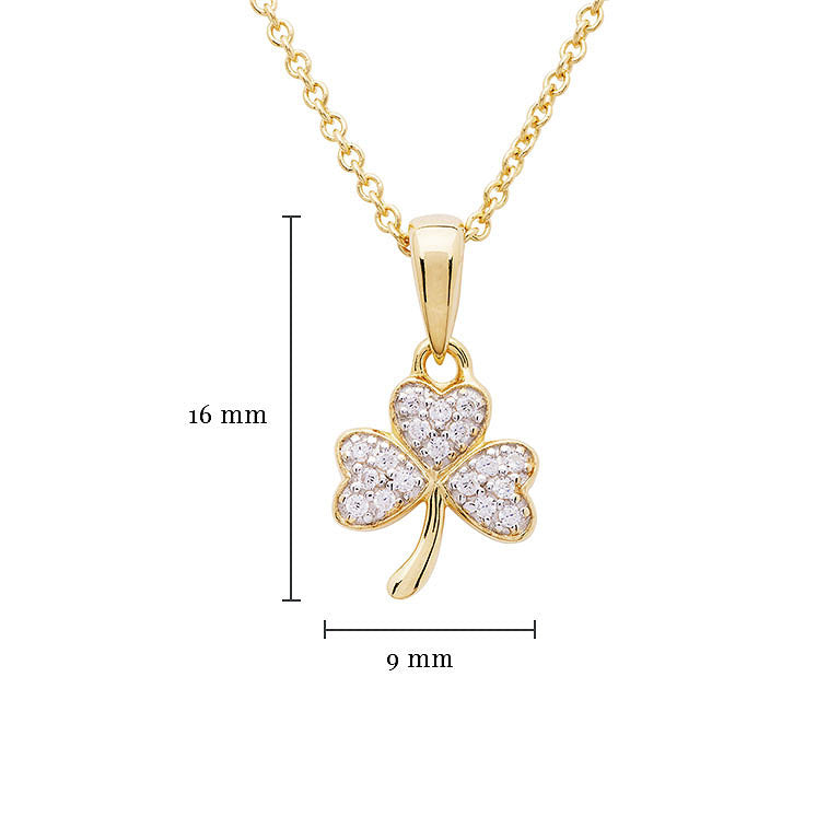 Shamrock Necklace - Gold Vermeil & CZ