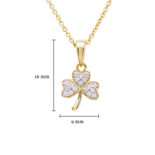 Shamrock Necklace - Gold Vermeil & CZ