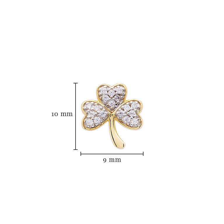 Shamrock Stud Earrings - Gold Vermeil & CZ