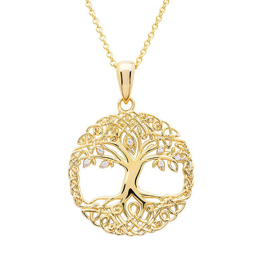 Celtic Tree of Life Necklace - Gold Vermeil & CZ