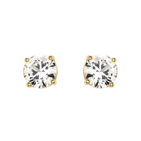 Gold Vermeil White Sapphire Stud Earrings