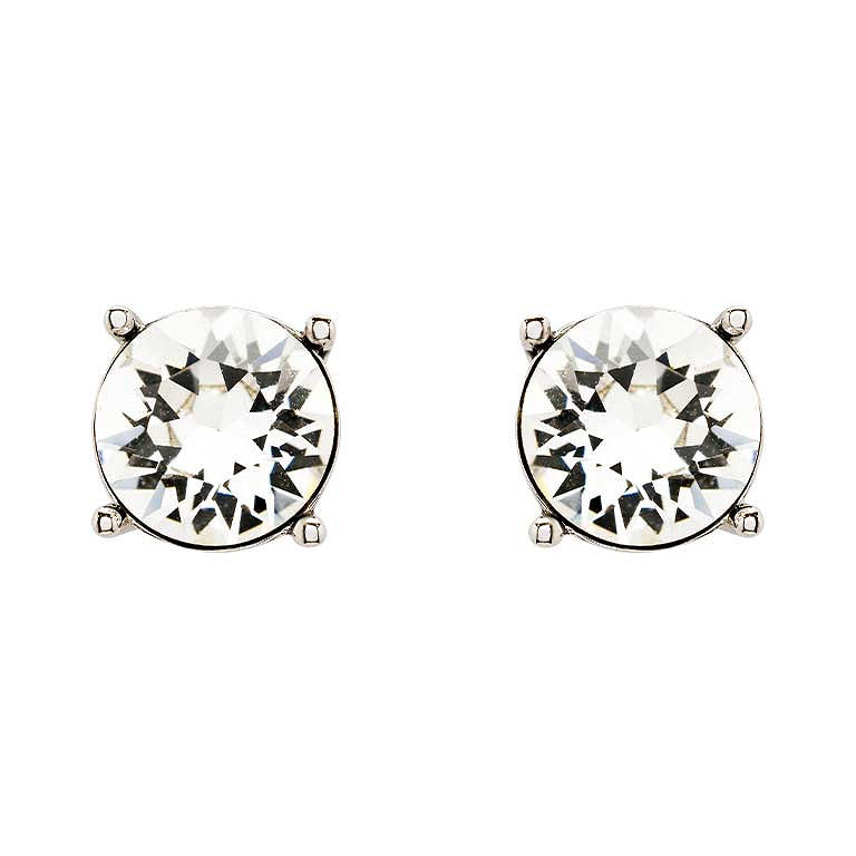 Sterling Silver White Crystal Stud Earrings