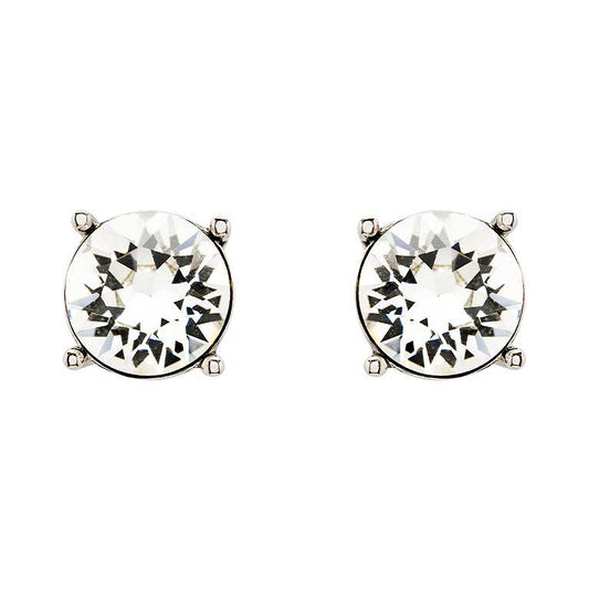 Sterling Silver White Crystal Stud Earrings