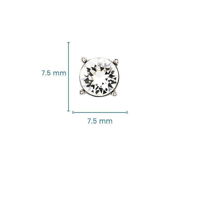 Sterling Silver White Crystal Stud Earrings