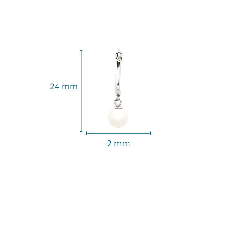 Sterling Silver Pearl Hoop Earrings