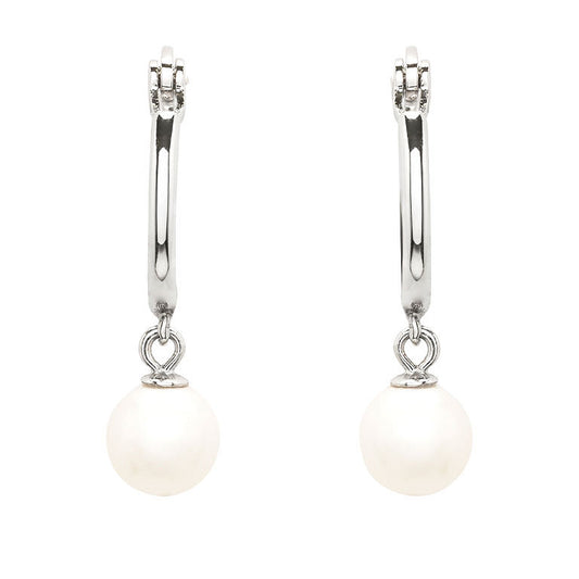 Sterling Silver Pearl Hoop Earrings