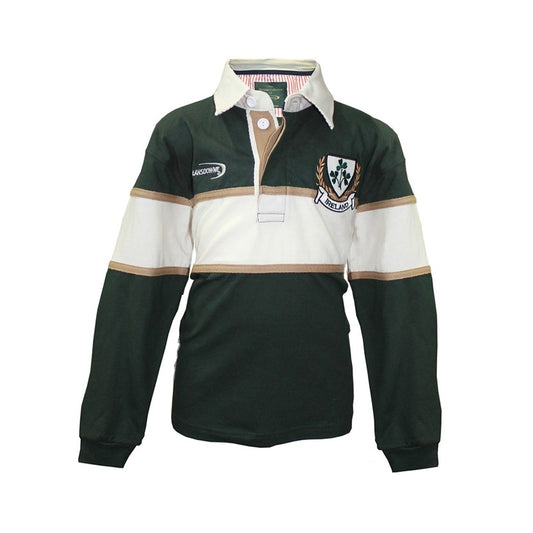 Kids Lansdowne Bottle Green and Cream Rugby Shirt