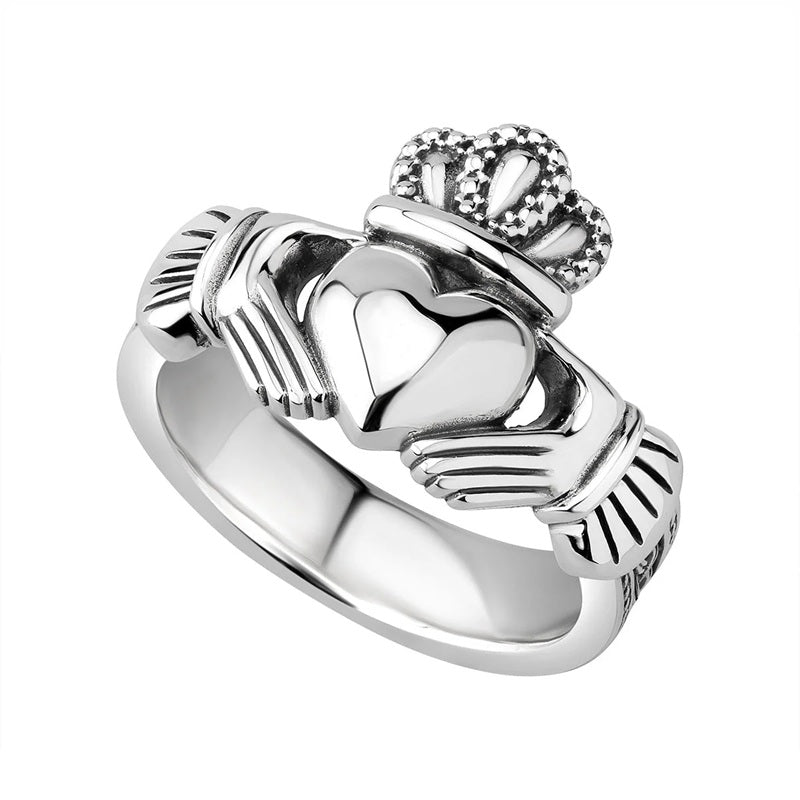 Heavy Claddagh Ring with Celtic Band