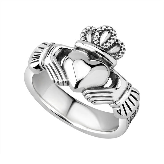 Heavy Claddagh Ring with Celtic Band
