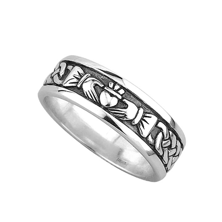 Wide Claddagh Celtic Knot Band