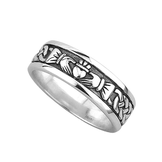 Wide Claddagh Celtic Knot Band