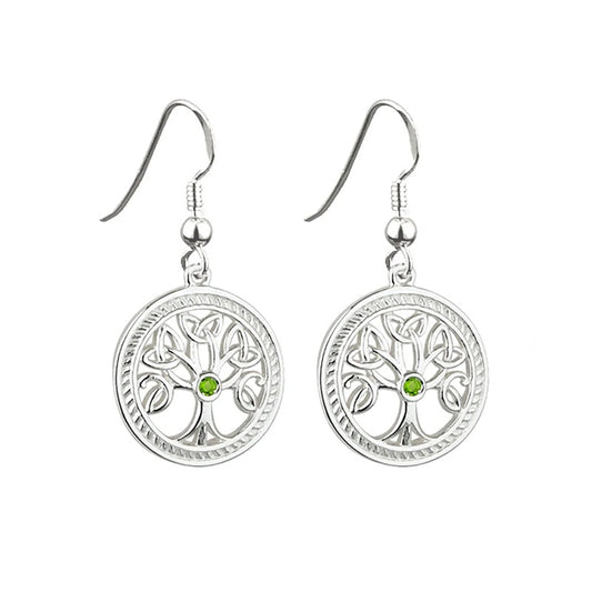 Sterling Silver Irish Tree Of Life Drop Earrings