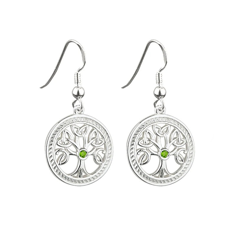 Sterling Silver Irish Tree Of Life Drop Earrings
