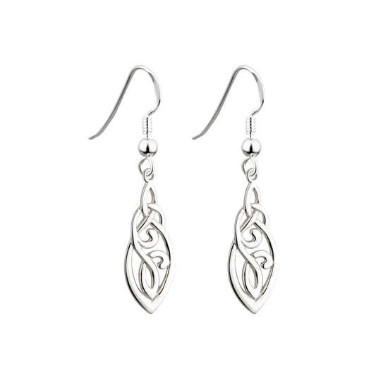 Long Trinity Knot Celtic Drop Earrings