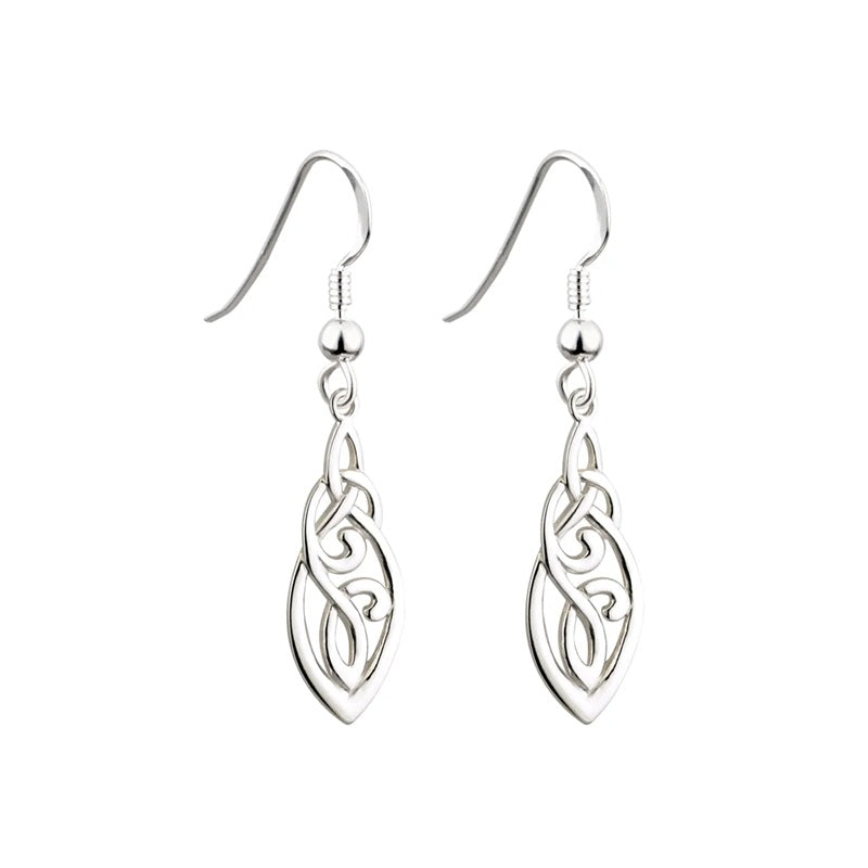 Long Trinity Knot Celtic Drop Earrings