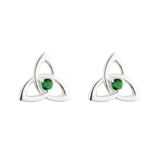 Green Crystal Trinity Knot Stud Earrings