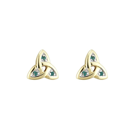 10K Green Agate Trinity Knot Stud Earrings