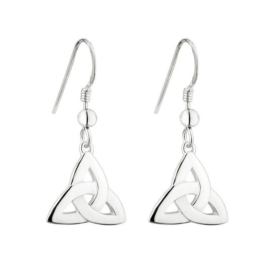 Sterling Silver Bold Trinity Knot Drop Earrings