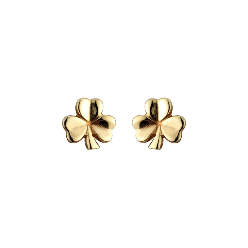 10K Petite Shamrock Stud Earrings