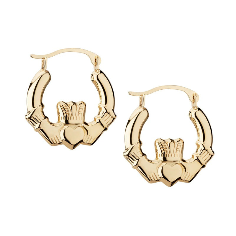 10K Gold Small Claddagh Hoop Earrings