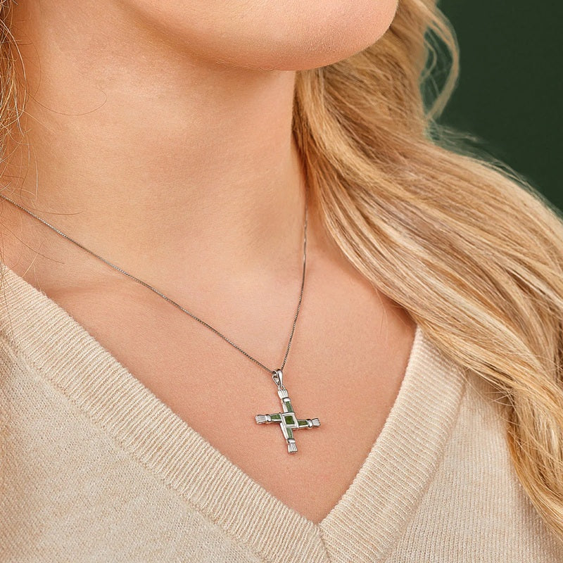 Silver Connemara St. Brigid's Cross Necklace