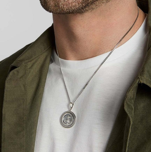 Heavy St. Christopher Medal Sterling Silver Pendant