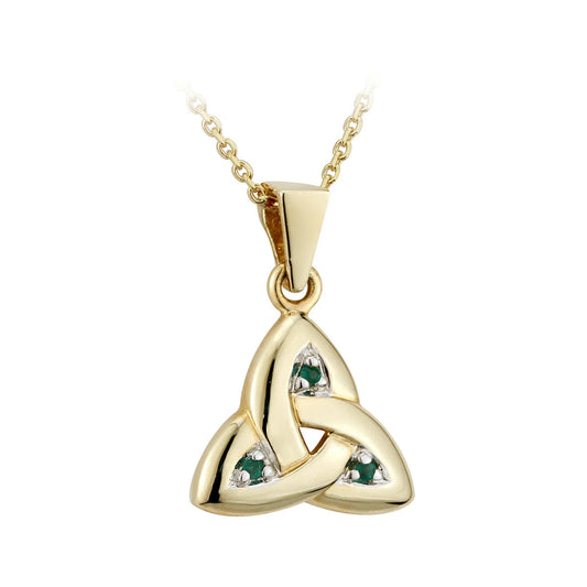 10K Gold Green Agate Trinity Necklace