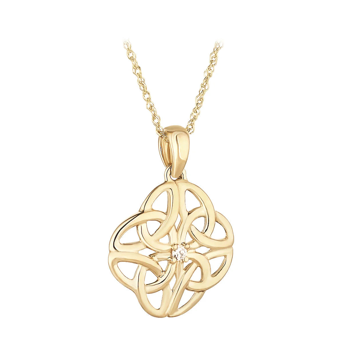 10K Gold CZ Celtic Knot Necklace