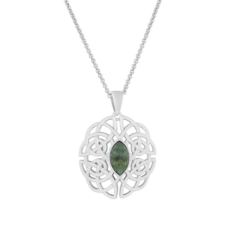 Sterling Solvar Oval Connemara Marble Pendant