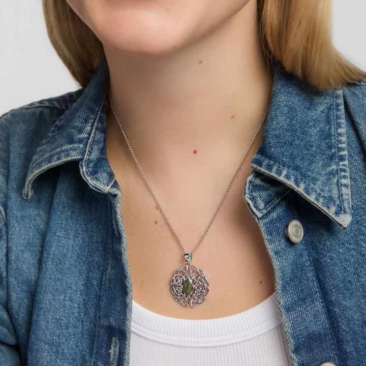 Sterling Solvar Oval Connemara Marble Pendant