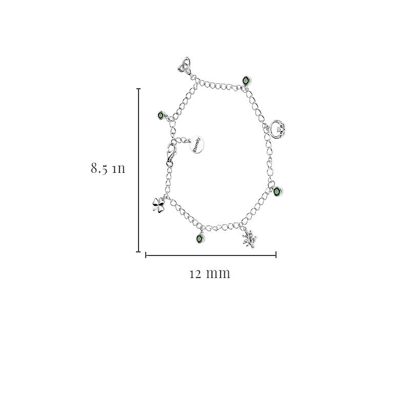 Sterling Silver Celtic Bracelet with Irish Charms