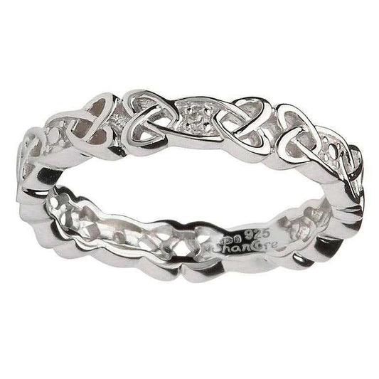 Sterling Silver Diamond Set Celtic Ring