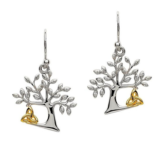 Sterling Silver Tree of Life Trinity Earrings