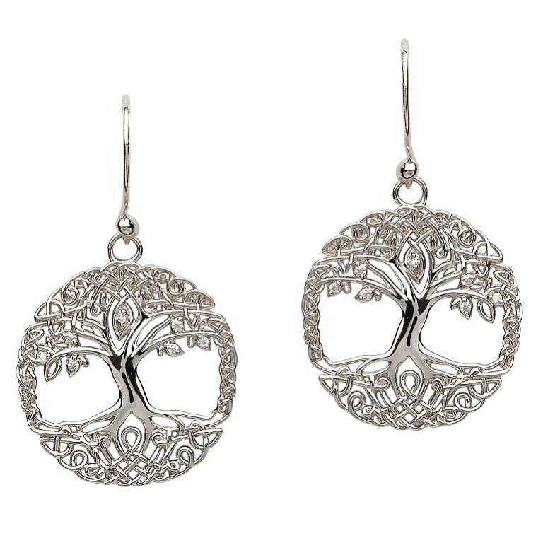 Sterling Silver Tree of Life Drop Earrings