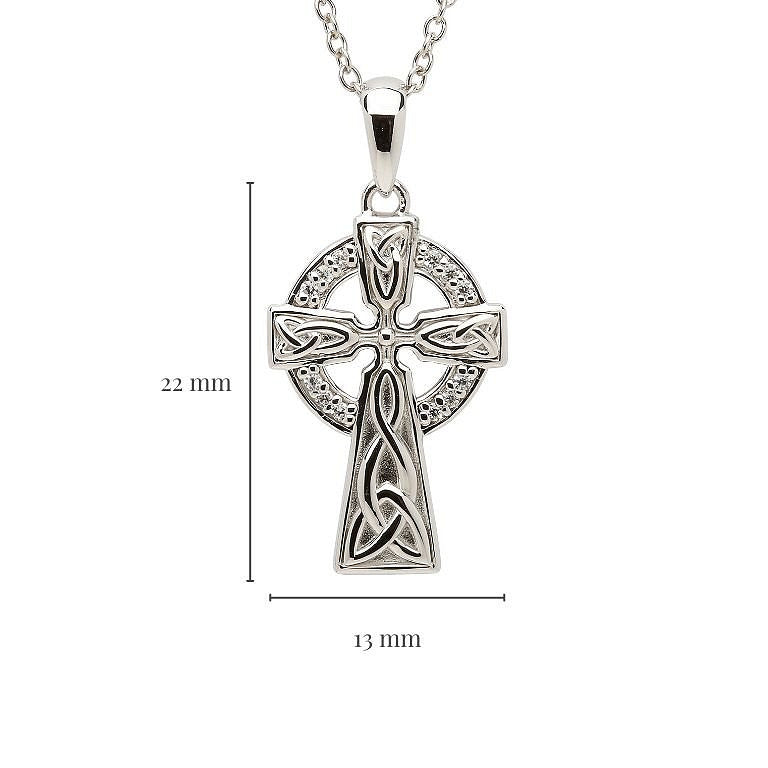 Sterling Silver and Diamond Set Celtic Cross Pendant