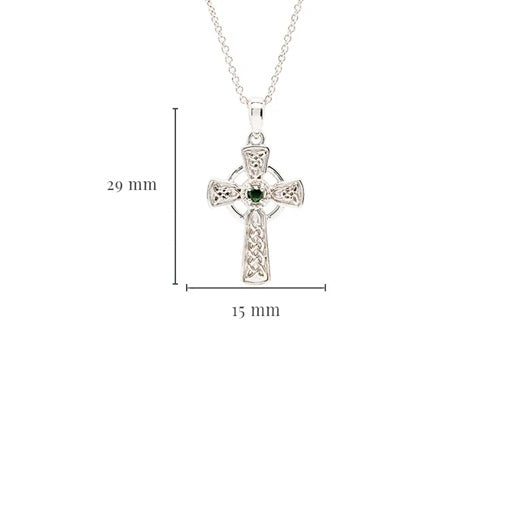 Sterling Silver Green CZ Celtic Cross Necklace