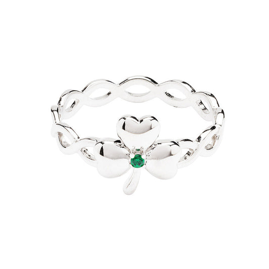 Sterling Silver Braided Shamrock Ring