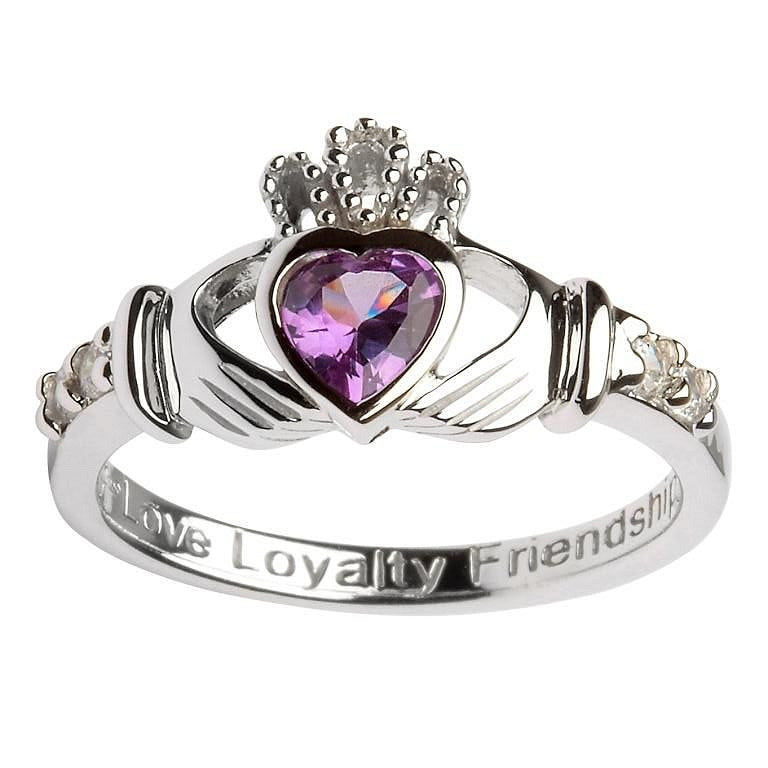 June Birthstone Claddagh Ring