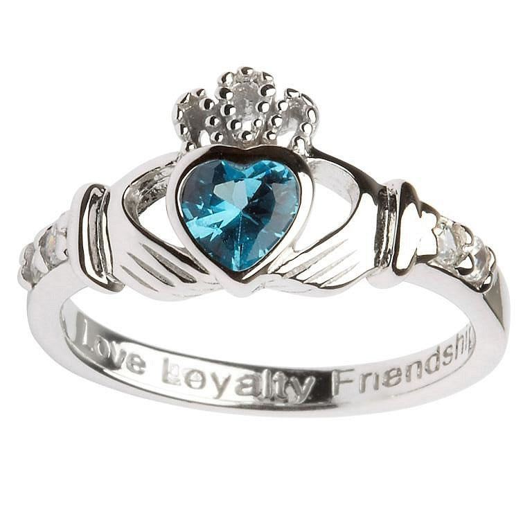 December Birthstone Claddagh Ring
