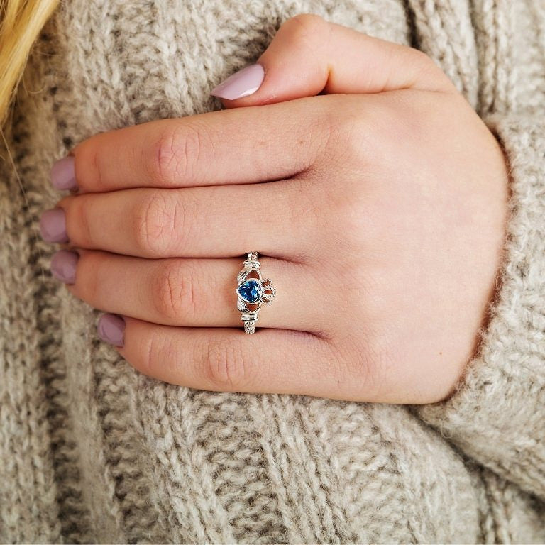 December Birthstone Claddagh Ring