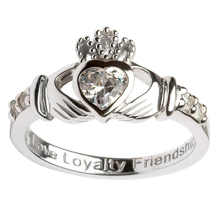 April Birthstone Claddagh Ring