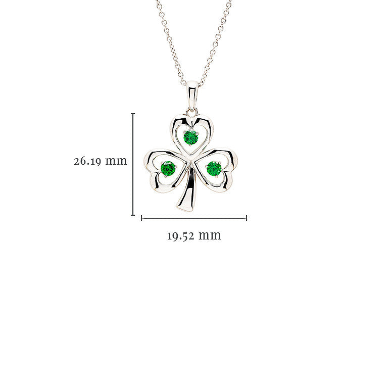Sterling Silver & Emerald CZ Shamrock Necklace