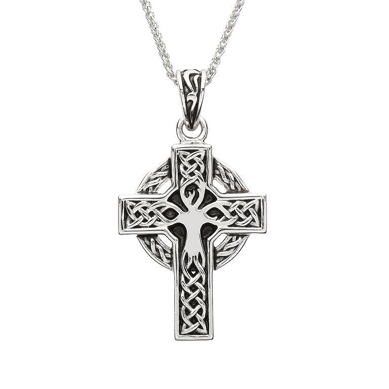 Sterling Silver Unisex Tree of Life Celtic Cross Pendant