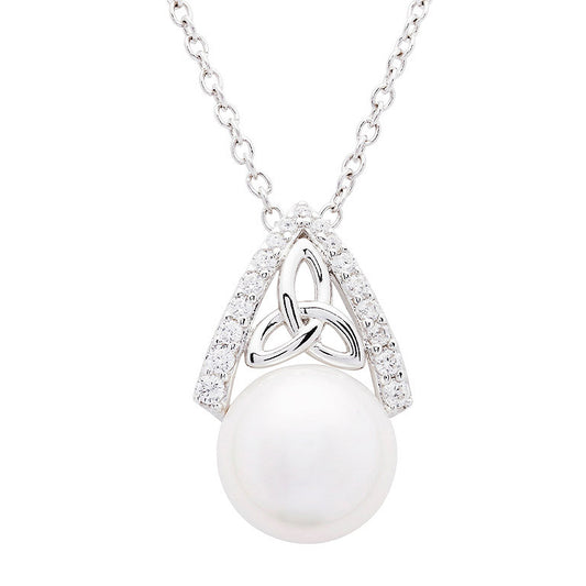 Intricate Trinity Knot Pearl Pendant